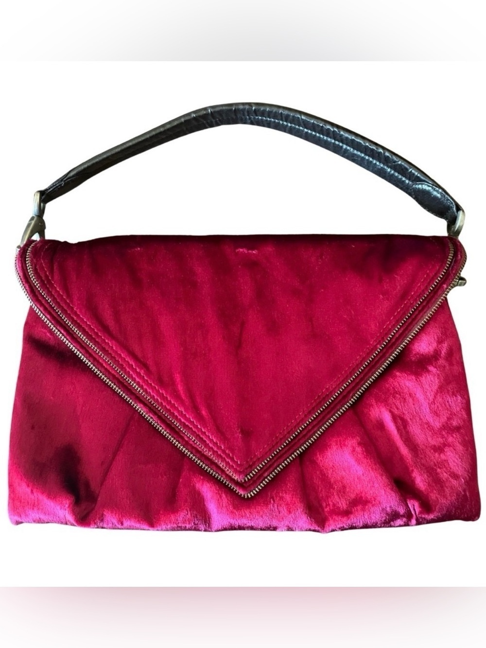 Matt & Nat Santogold Red Velvet Clutch Shoulder Crossbody Foldover Purse